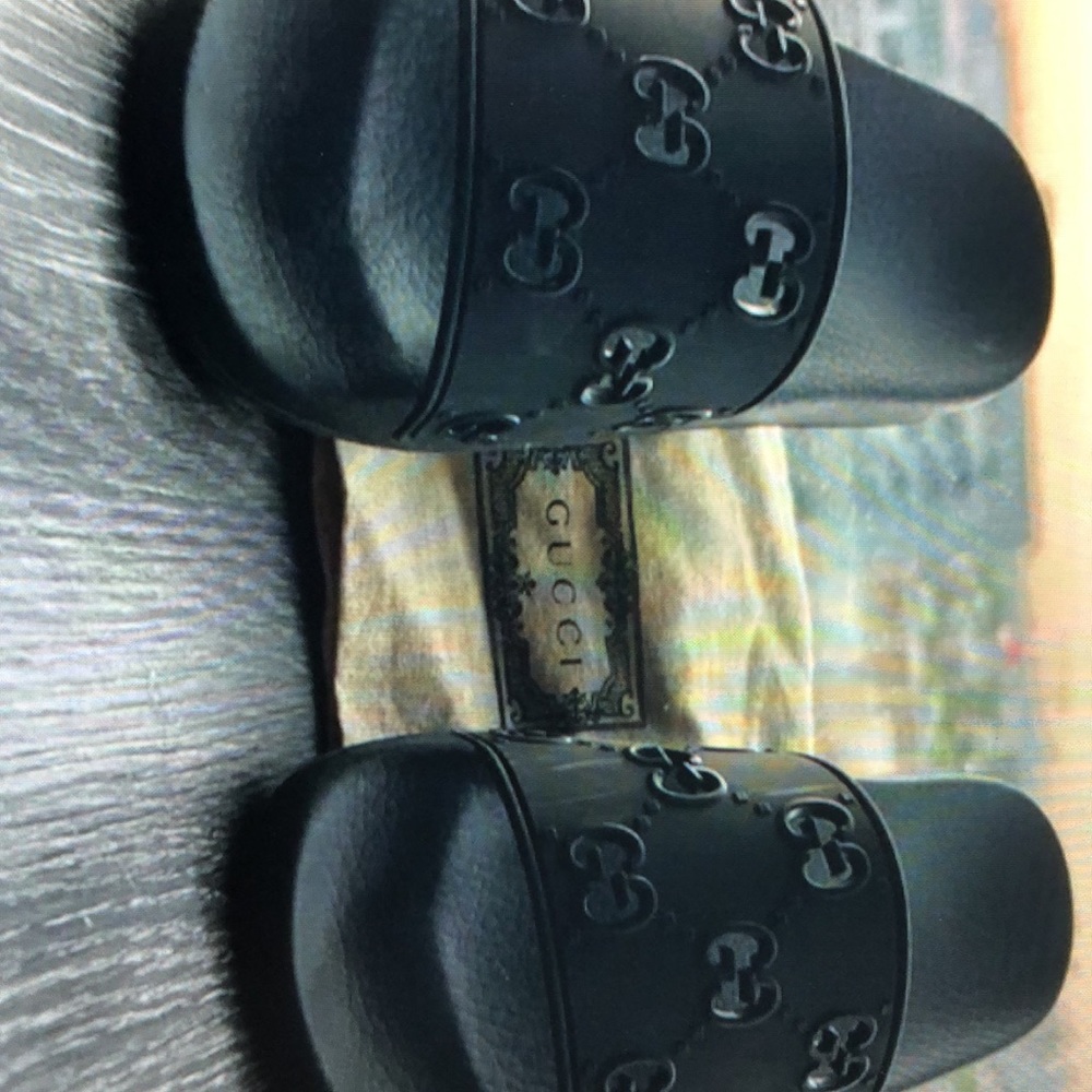 サンダル GUCCI Black Gg Fabric Slippers Gucci Black Slippers - Gem